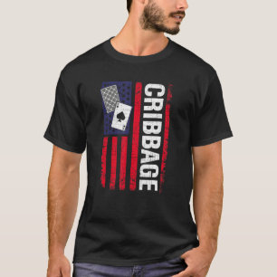 Cribbage American Flag Kartenspiel Spieler T-Shirt