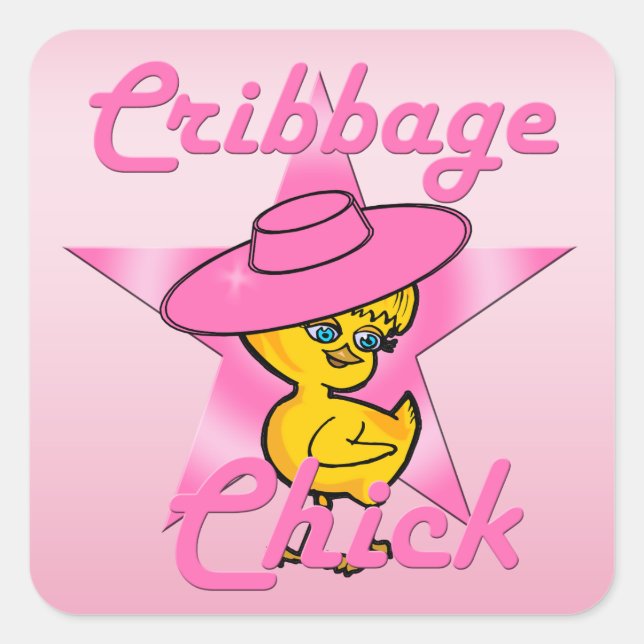 Cribbage Chick #8 Quadratischer Aufkleber (Vorderseite)