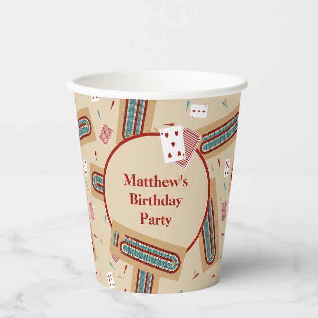 Cribbage Game Themed Personalisiertes Party Pappbecher (Vorderseite)