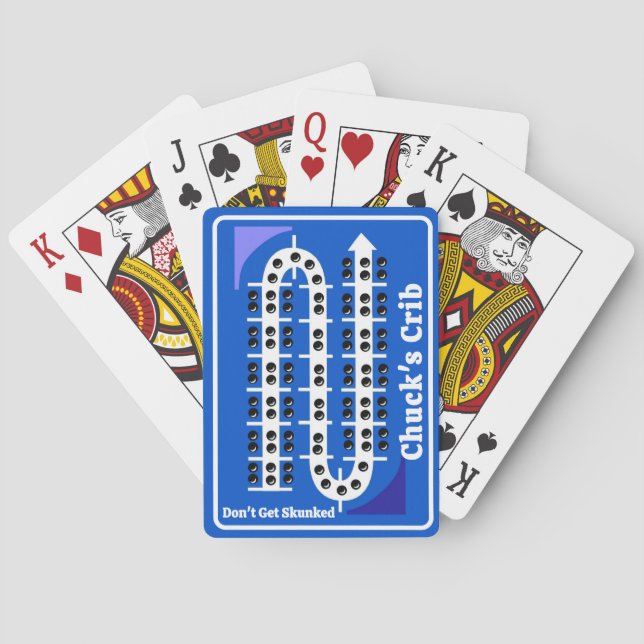 Cribbage Playing Cards Personalized Blue Spielkarten (Rückseite)