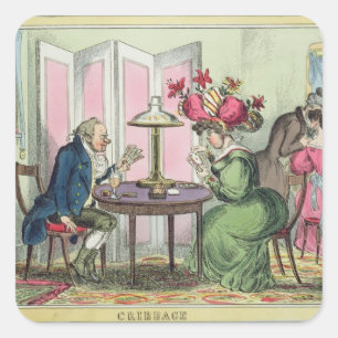 Cribbage, veröffentlicht von Thomas McLean, Londo Quadratischer Aufkleber