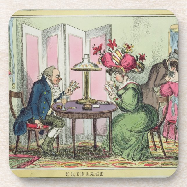 Cribbage, veröffentlicht von Thomas McLean, London Getränkeuntersetzer (Vorderseite)