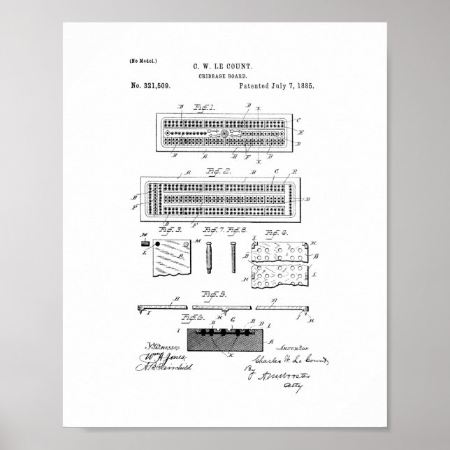 Cribbbage Board Patent Poster (Vorne)