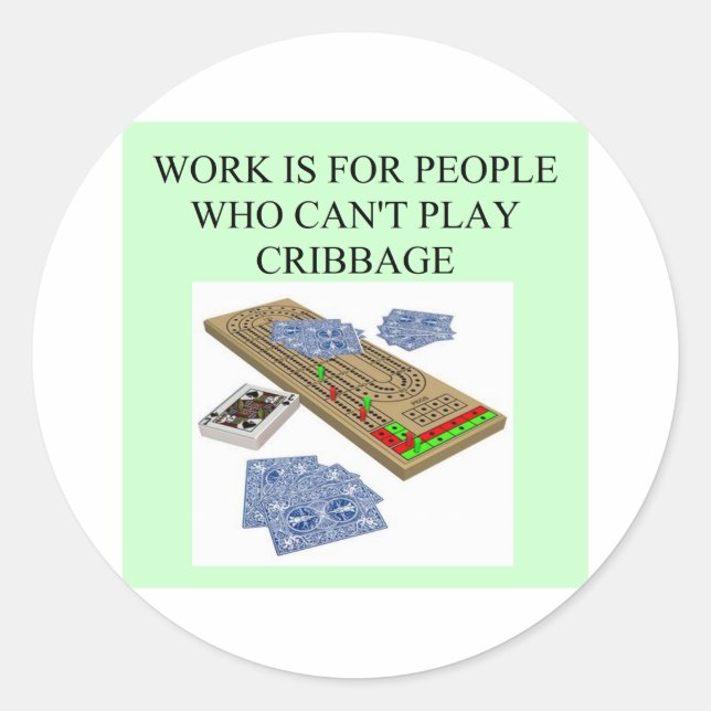 Cribbbage-Spieler Runder Aufkleber (Vorderseite)