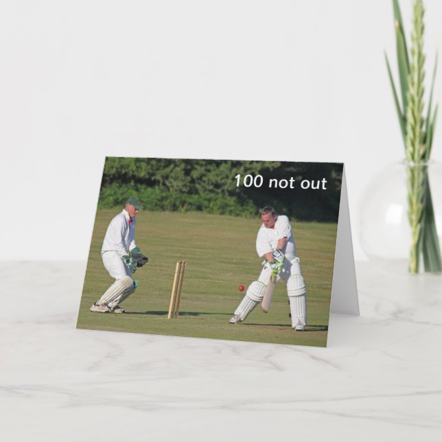 Cricket 100. Geburtstagskarte Karte (Vorderseite)