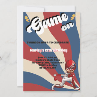 Cricket American Flag Spiel auf Kindergeburtstag Einladung