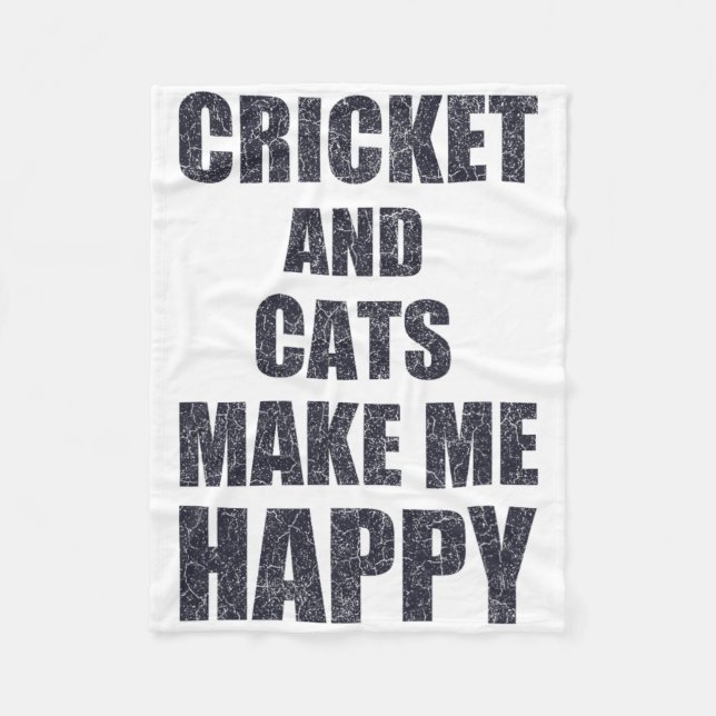 Cricket And Cats Make Me Happy Quote Funny  Fleecedecke (Vorderseite)