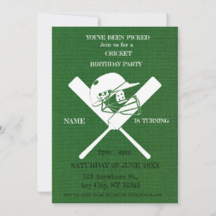 Cricket Anniversaire de fête Sports Invitation