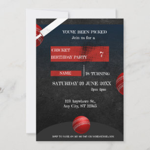 Cricket Anniversaire de fête Sports Invitation