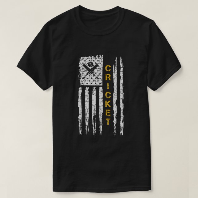 Cricket Apparel US Flag Cricket Player American T-Shirt (Design vorne)