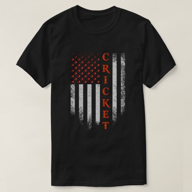 Cricket Apparel US Flag Cricket Player American T-Shirt (Design vorne)