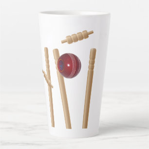 Cricket Ball, der die Wickel berührt, Milchtasse
