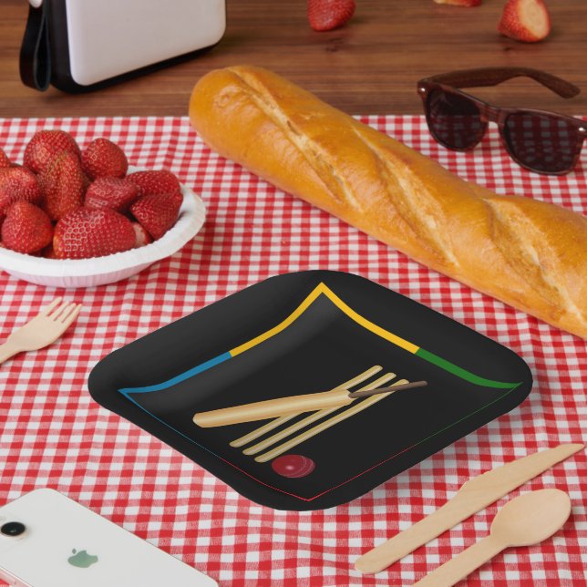 Cricket, Ball, Fledermaus und Ball, Teller (Picknick)