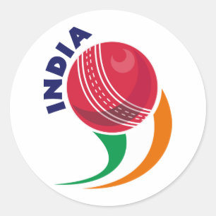 Cricket Ball fliegt nach Indien Runder Aufkleber