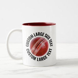 Cricket Ball & Große Schrift MAROON 11oz Maßanfert Zweifarbige Tasse