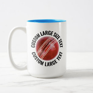 Cricket Ball & Großer Text HELLBLAU 425g Custom Zweifarbige Tasse