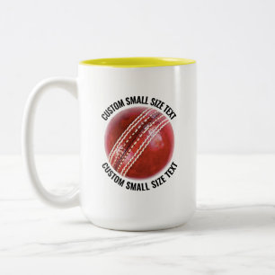 Cricket Ball & Kleiner Text GELB 15oz Maßanfertigu Zweifarbige Tasse