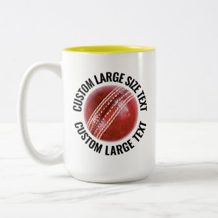Cricket Ball & Large Text GELB 425g Custom Zweifarbige Tasse