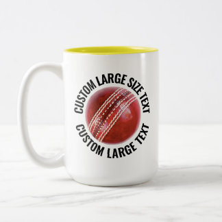 Cricket Ball & Large Text GELB 425g Custom Zweifarbige Tasse