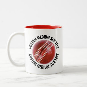 Cricket Ball & Mittel Text ROT 311g Custom Zweifarbige Tasse