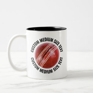 Cricket Ball & Mittel Text SCHWARZ 11oz Custom Zweifarbige Tasse
