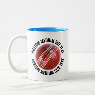 Cricket Ball & Mitteltext HELLBLAU 11oz Custom Zweifarbige Tasse