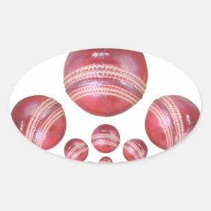 Cricket Ball Print des Sportlover Ovaler Aufkleber
