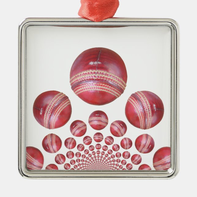 Cricket Ball Print des Sportlover Silbernes Ornament (Vorne)