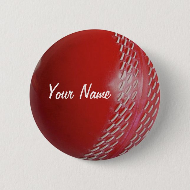 Cricket Ball Red passen sich Ihrem Namen an Button (Vorderseite)