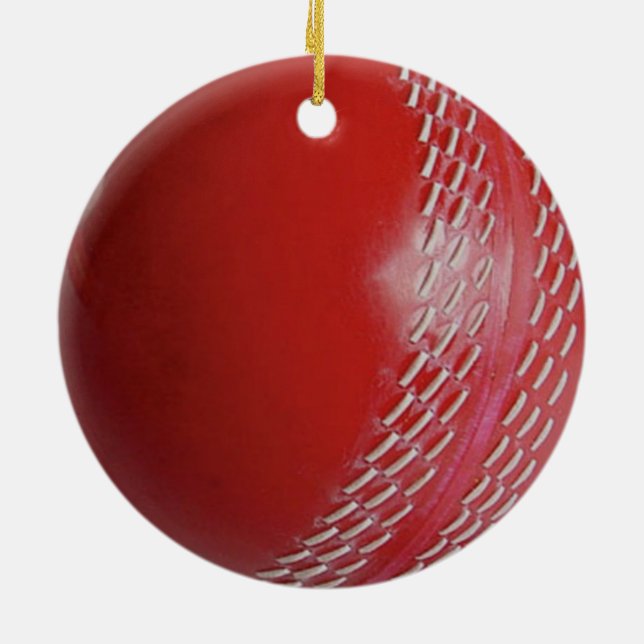 Cricket Ball Red passen sich Ihrem Namen an Keramik Ornament (Hinten)