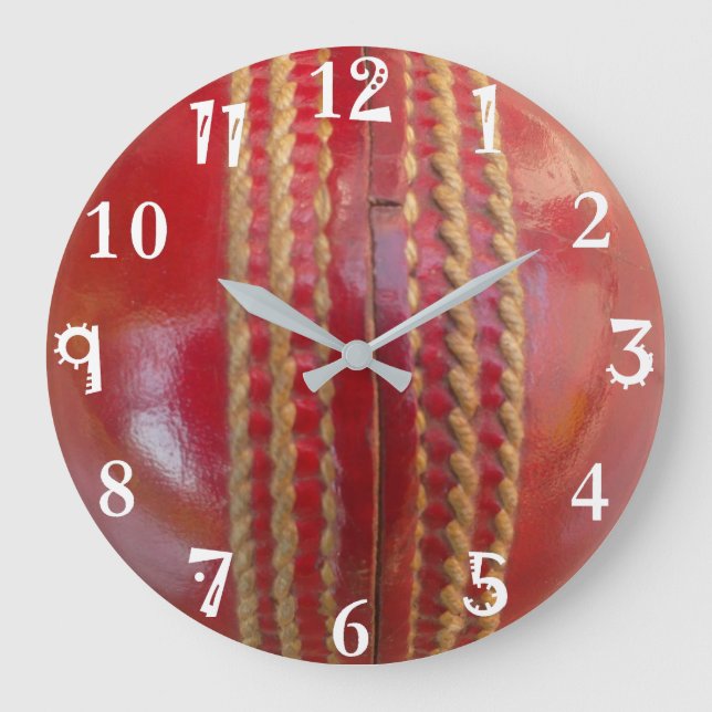 Cricket Ball Round Clock Große Wanduhr (Vorderseite)