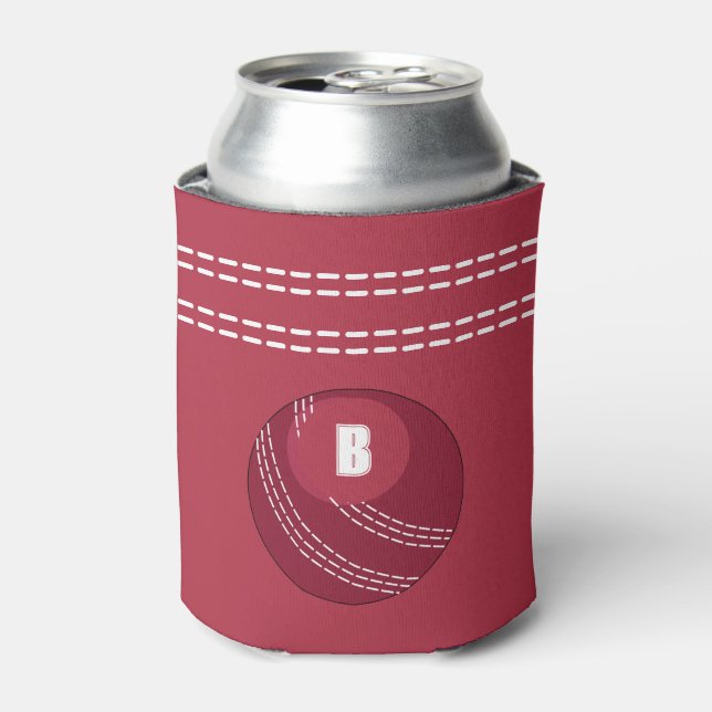Cricket Ball Seam Monogram Cricketer Dosenkühler (Kanne Vorderseite)