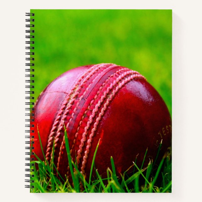 Cricket Ball Sport personalisieren Sie es mit Text Notizbuch (Vorderseite)