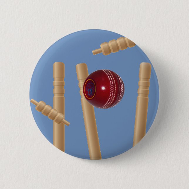 Cricket Ball und Stumps, Button (Vorderseite)