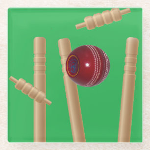 Cricket Ball und Stumps, Glasuntersetzer