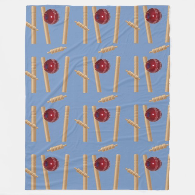 Cricket Ball und Stumps, groß Fleecedecke (Vorderseite)