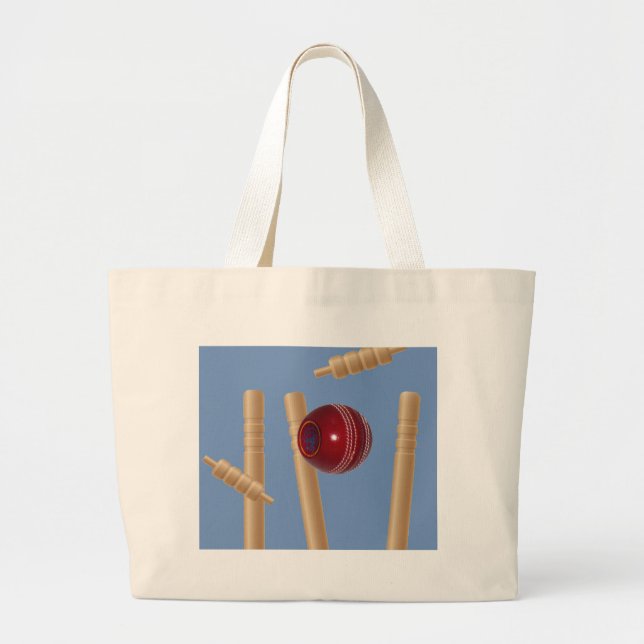 Cricket Ball und Stumps, Jumbo Stoffbeutel (Vorne)