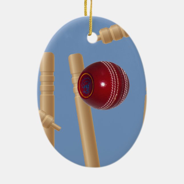 Cricket Ball und Stumps, Keramikornament (Hinten)