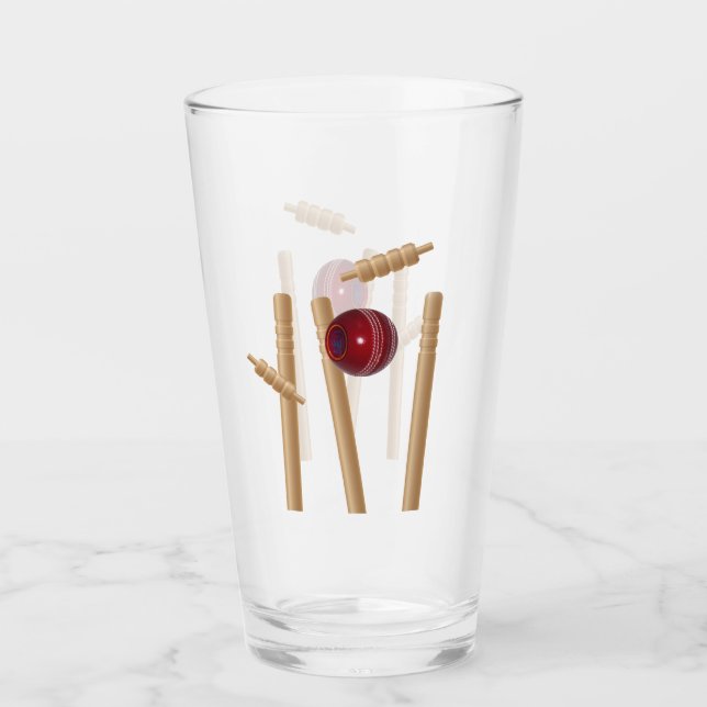 Cricket Ball und Wickets, Glas (Vorderseite)