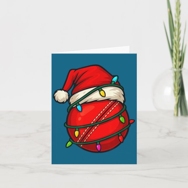 Cricket Ball With Santa Hat Funny Christmas Xmas G Karte (Vorderseite)