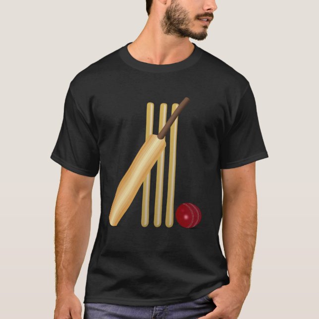 Cricket Bat Ball and Wicket T-Shirt (Vorderseite)