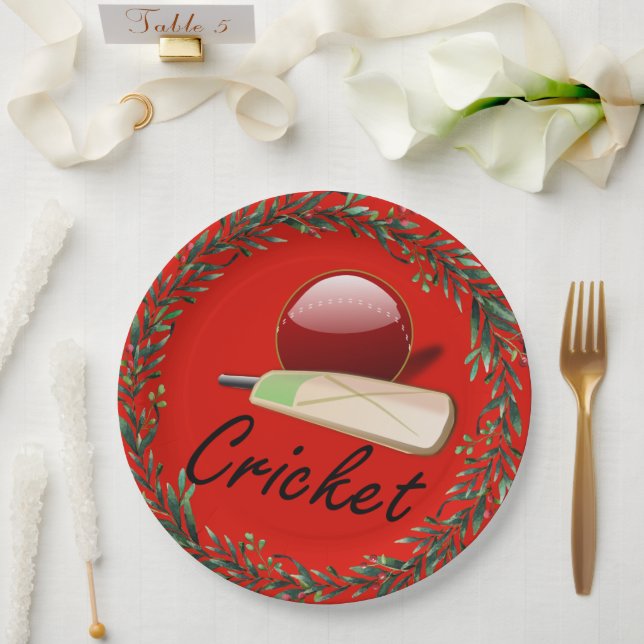 Cricket bat und Ball, Weihnachten, Pappteller (Hochzeit)