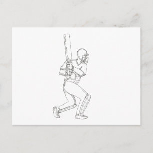Cricket Batsman Batch Doodle Art Postkarte