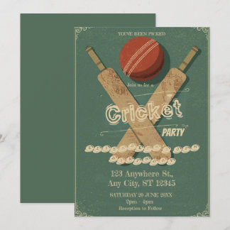 Cricket Birthday Party Sports Invitation
