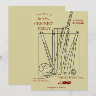 Cricket Birthday Party Sports Invitation Einladung