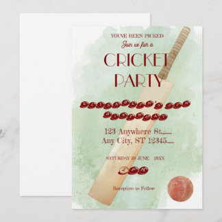 Cricket Birthday Party Sports Invitation Einladung