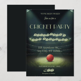 Cricket Birthday Party Sports Invitation Einladung