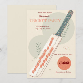 Cricket Birthday Party Sports Invitation Einladung