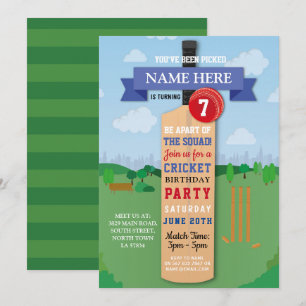 Cricket Birthday Party Sportsieger Match Einladung