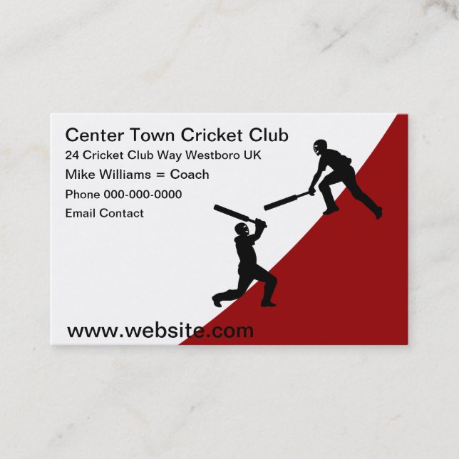 Cricket Club Moderne, einfache Visitenkarten Visitenkarte (Vorderseite)